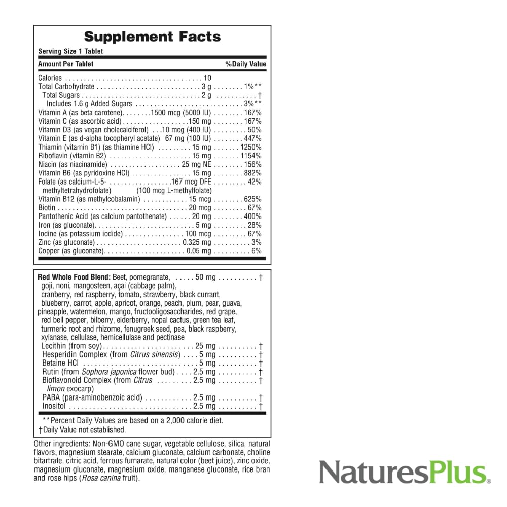 NaturesPlus Adult's Chewable Multivitamin & Mineral Supplement, 180 Total Servings