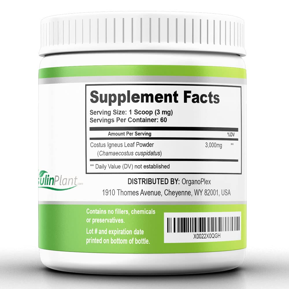 ORGANOPLEX Insulin Plant Powder (Costus Igneus) 6.4 Ounce