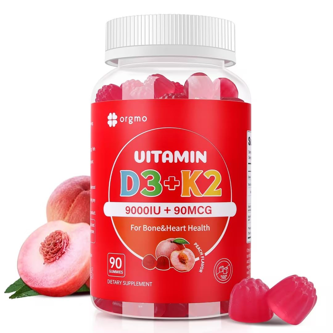 ORGMO Vitamin D3 K2 Gummies Chewable Gummy, 90 Count