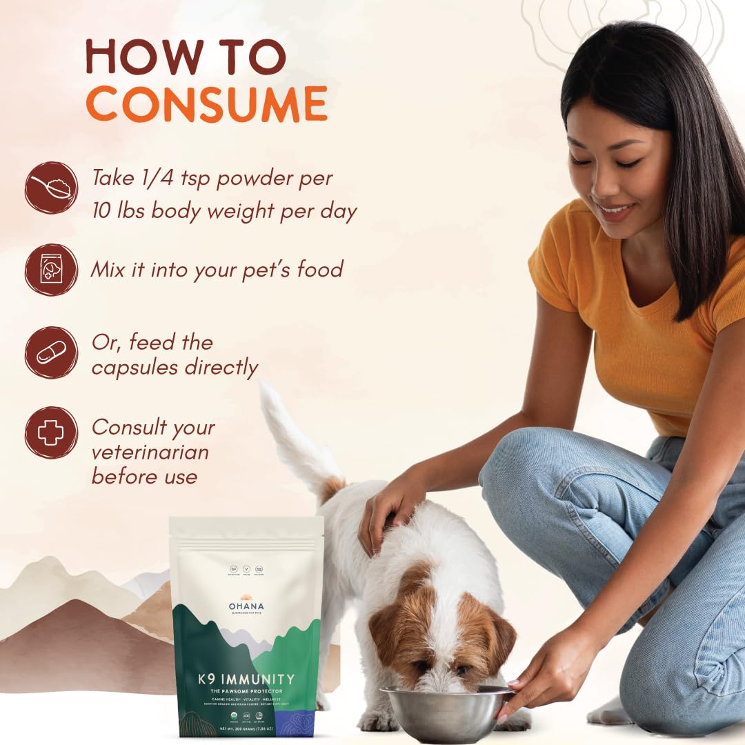 Ohana Mushrooms K9 Immunity Dog Supplement Powder, 100