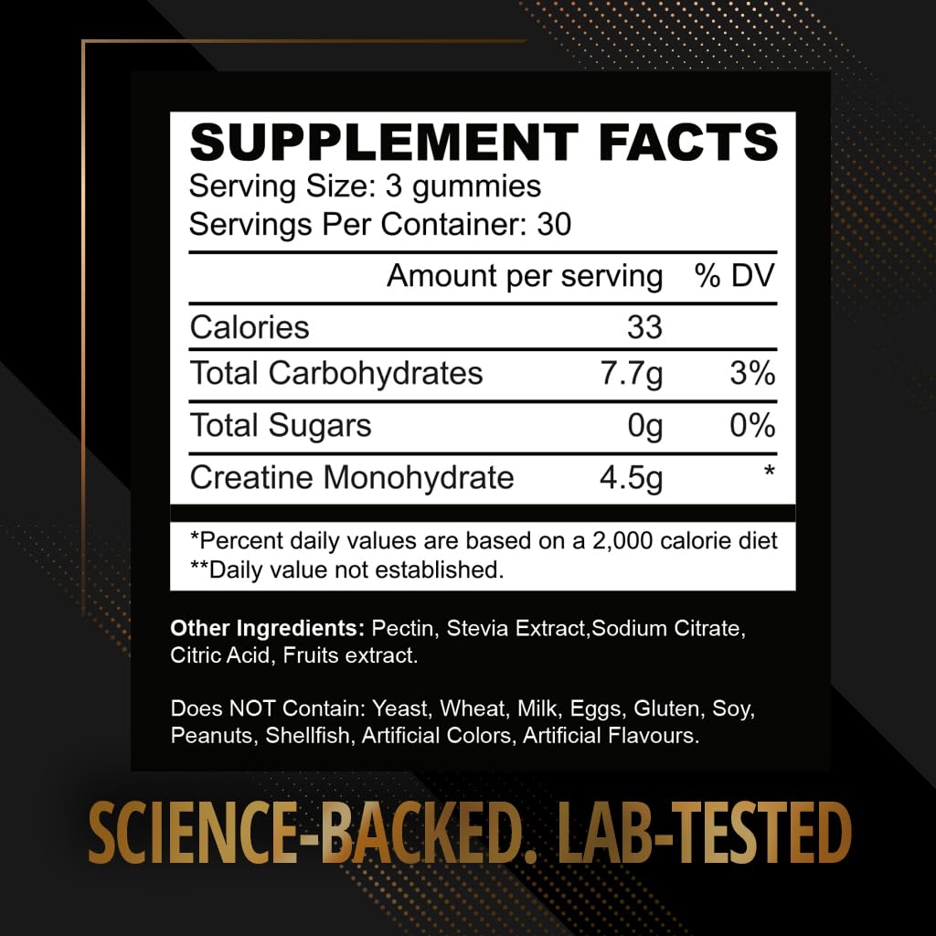 MAXVITAL Creatine Monohydrate Gummies 1500 mg, Juicy Strawberry, 90 Gummies