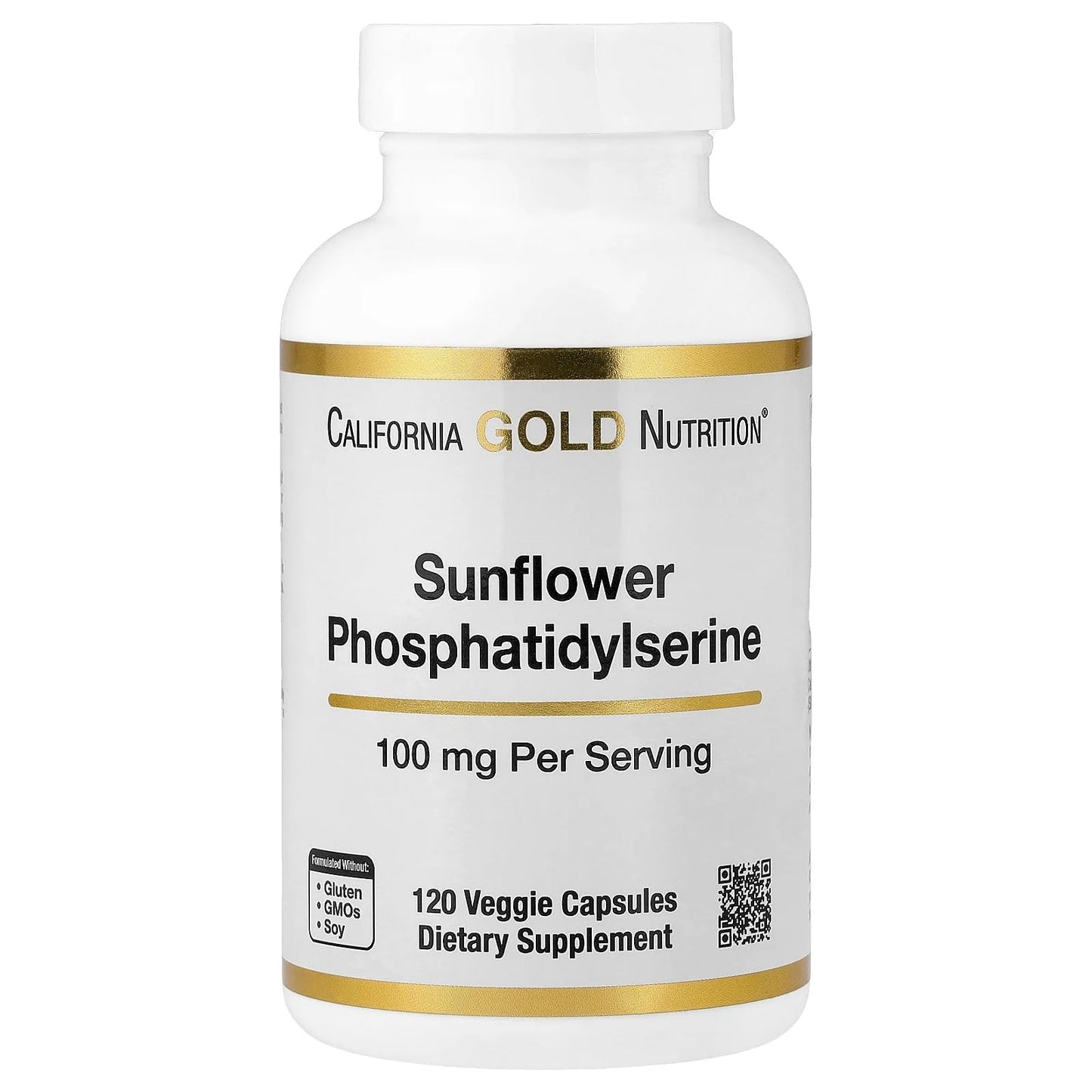 Lake Avenue California Gold Nutrition Sunflower Phosphatidylserine 100 mg Capsules, 120 Veggie Capsules