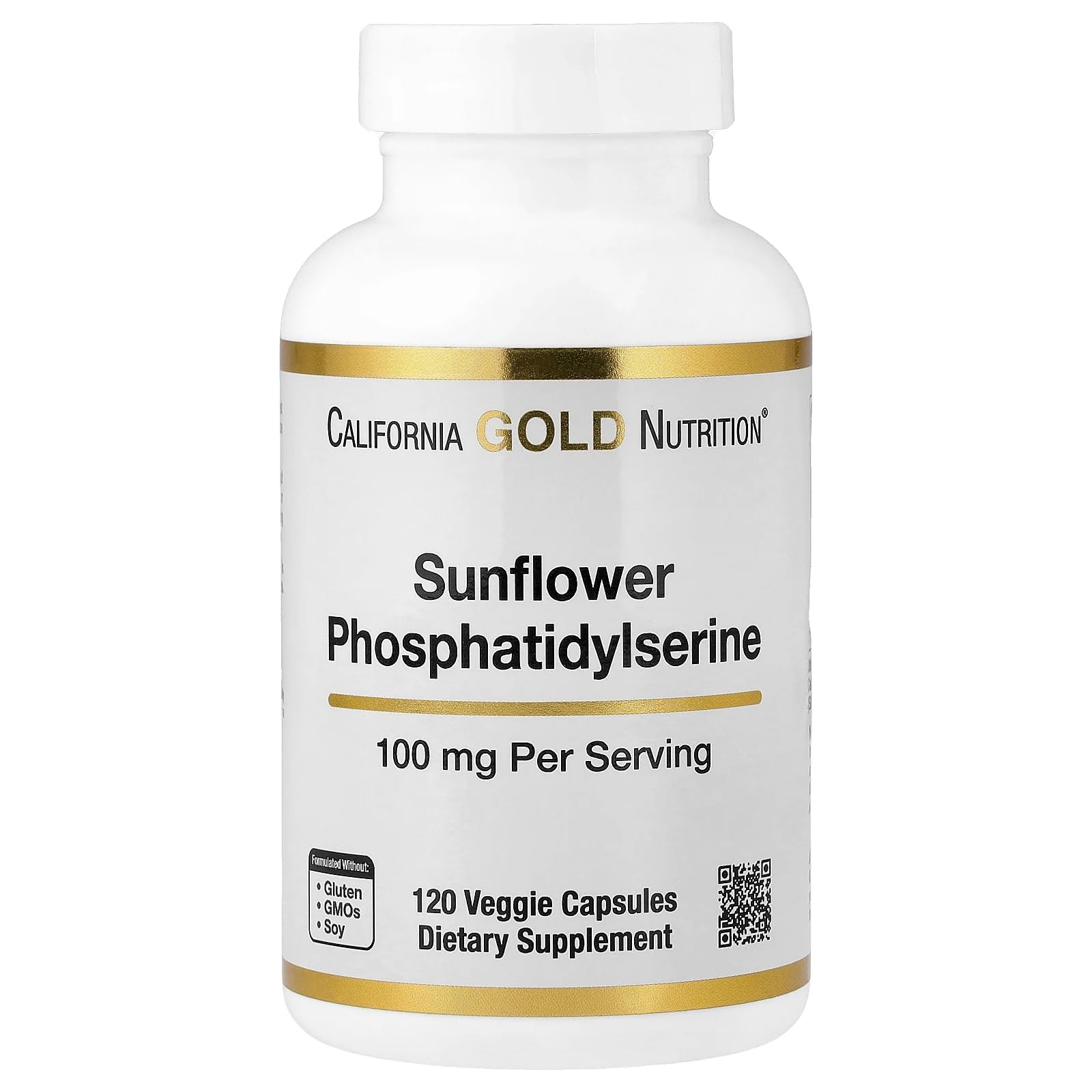 Lake Avenue California Gold Nutrition Sunflower Phosphatidylserine 100 mg Capsules, 120 Veggie Capsules