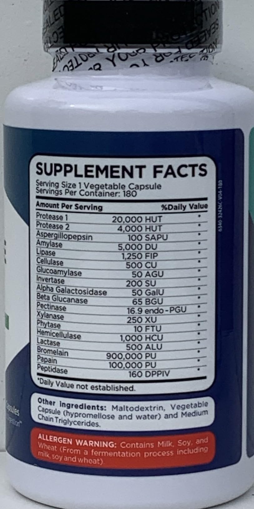 Zenesis Labs Digestive Enzymes with Amylase, Bromelain, Protease, Lipase, and 14 Other Enzymes, 180 Capsules