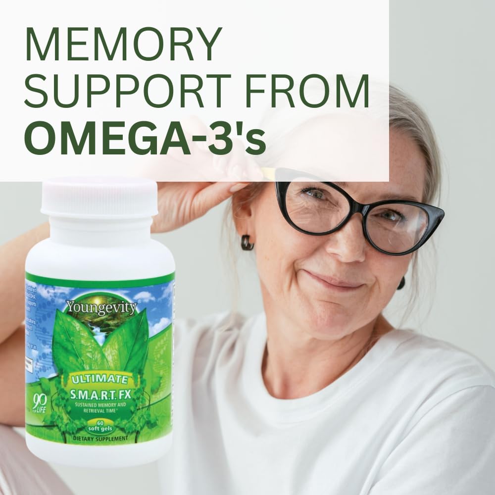 Youngevity S.M.A.R.T. FX Nootropic Super DHA, EPA, & Rosemary Oil for Brain, Memory, & Focus Supplement - Cognitive - Concentration Soft Gels 60