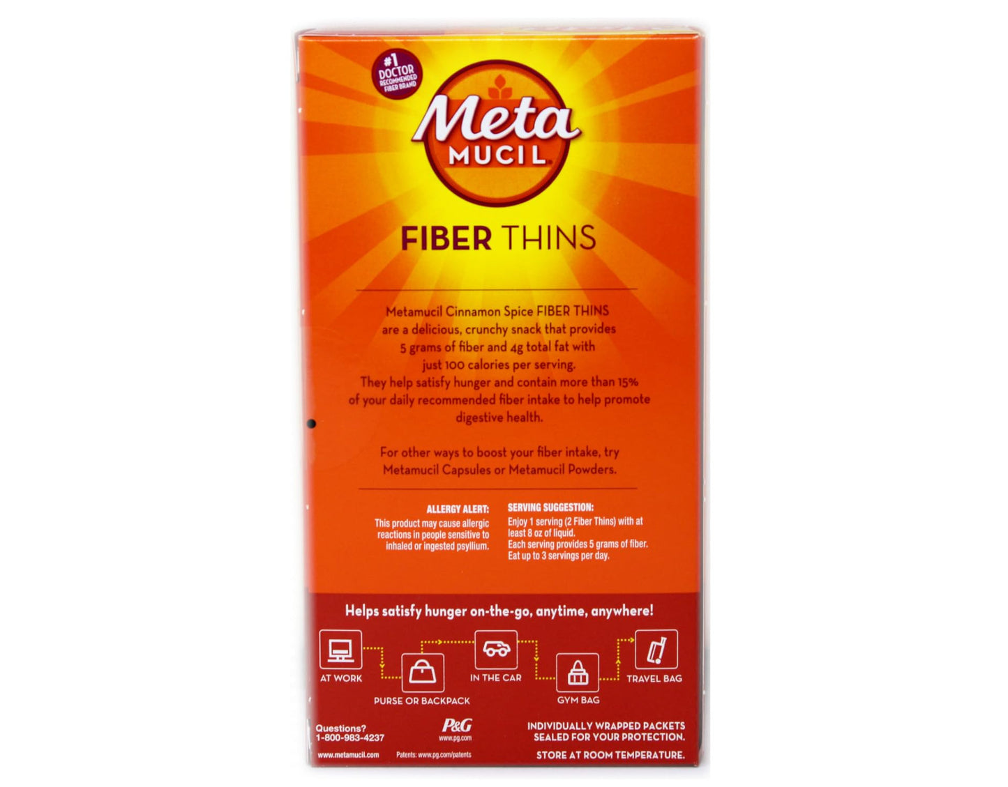 Metamucil Fiber Thins Cinnamon Spice Capsule, Pack of 36