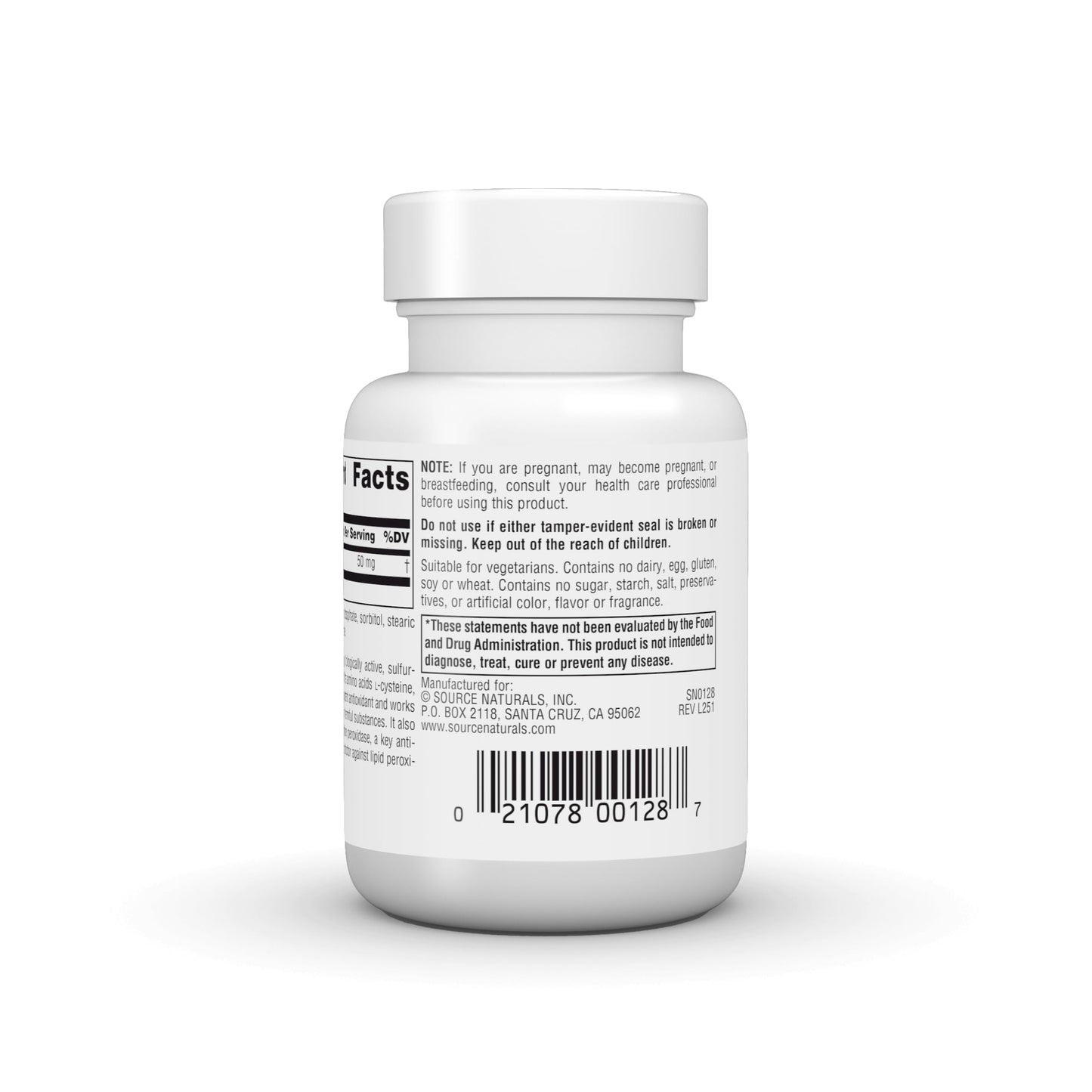 Source Naturals Reduced Glutathione 50 mg Tablet, 30 Tablets