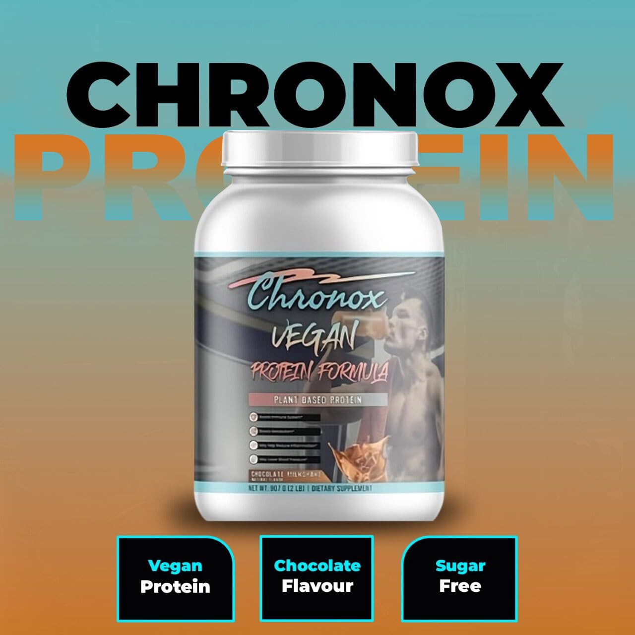 Chronox Vegan Protein Powder, Chocolate Flavor, 1 Count