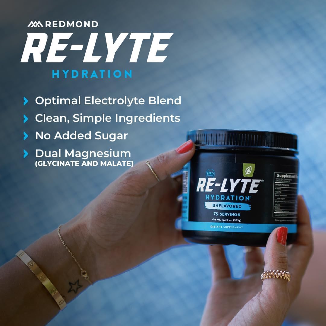 REDMOND Re-Lyte Hydration Electrolyte No Added Sugar (Unflavored) Powder 13.19 Ounces