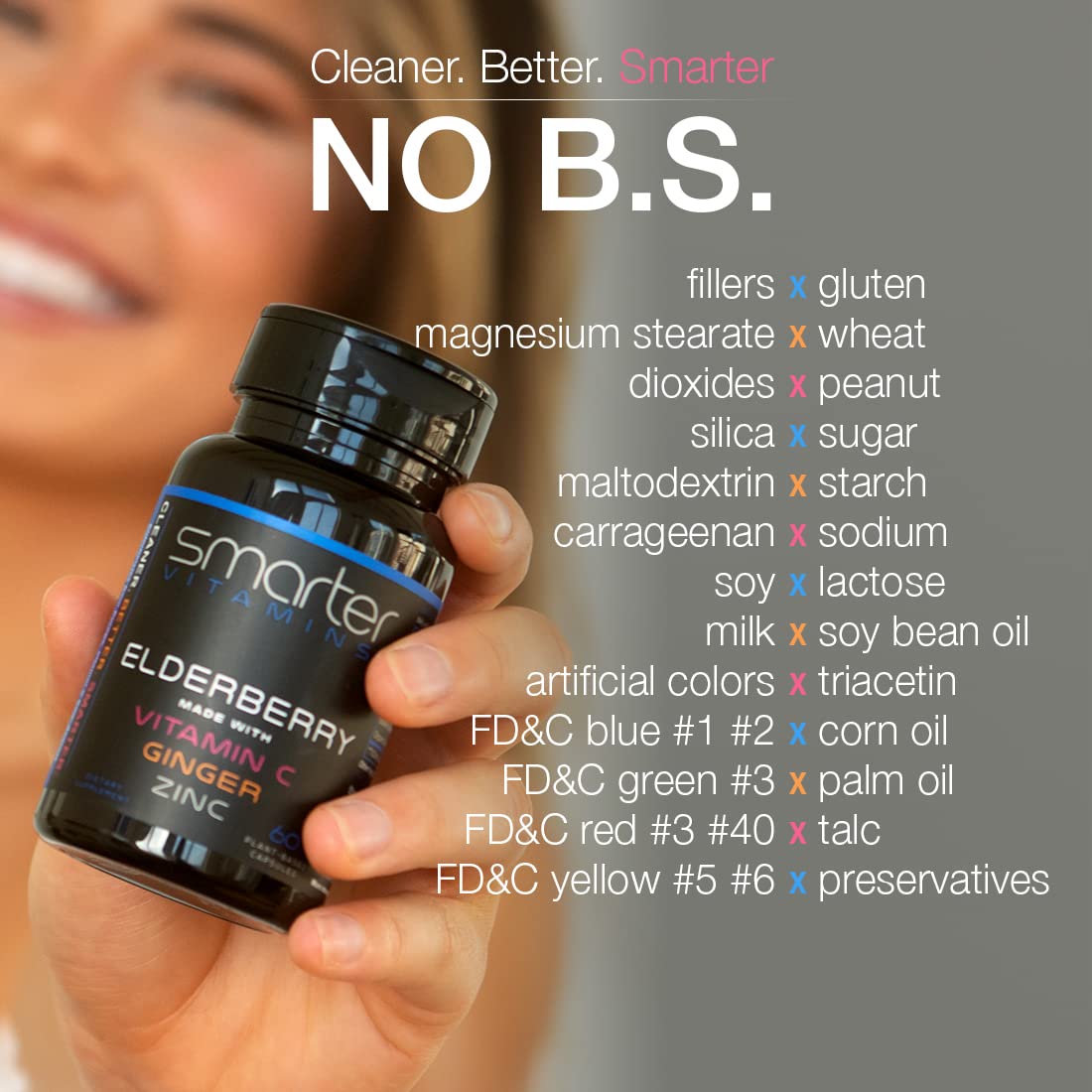SmarterVitamins 10:1 Black Elderberry Extract with Vitamin C & Zinc, 180 Capsules