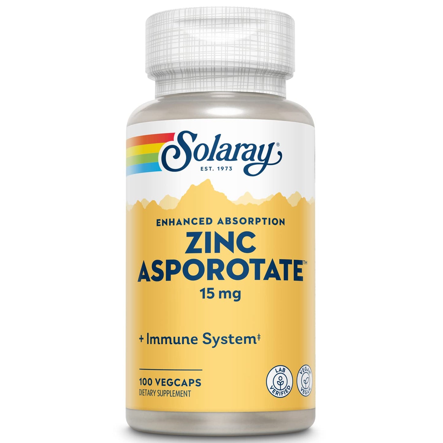 Solaray Zinc Asporotate 15mg Chelated Complex Capsule, 100 VegCaps
