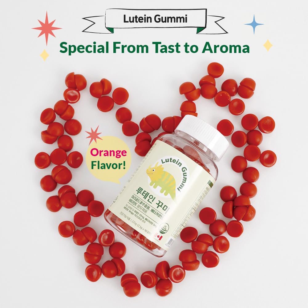 ZIOSTAND Lutein Eye Health Gummies – Marigold Extract with Vitamin E & Beta-Carotene – Orange Flavor, 60 Gummies