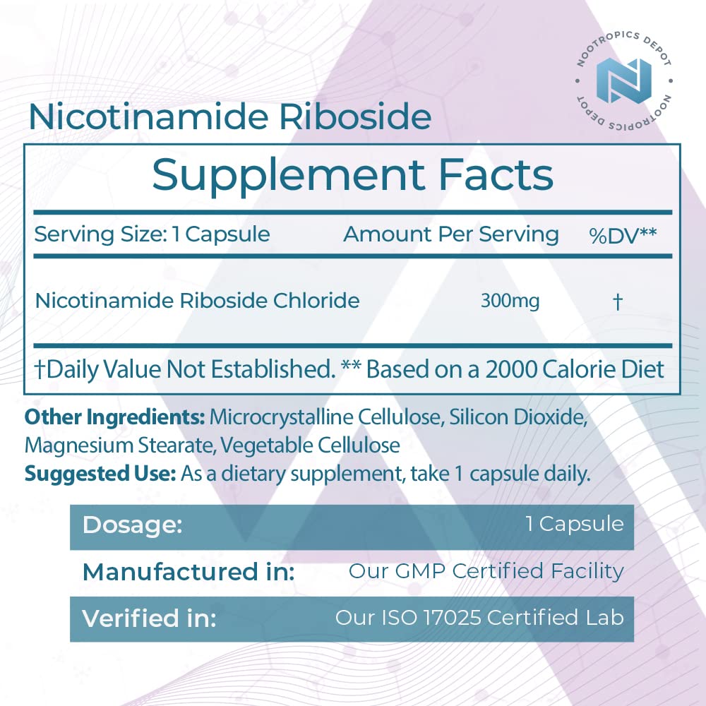 Nootropics Depot Nicotinamide Riboside Capsules 300mg, 30 Capsules