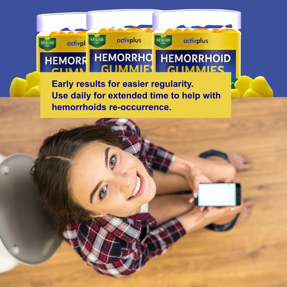 ACTIV PLUS Hemorrhoid Treatment to Reduce Re-occurrences & Easier Regularity with Stool Softener, 60 Gummies