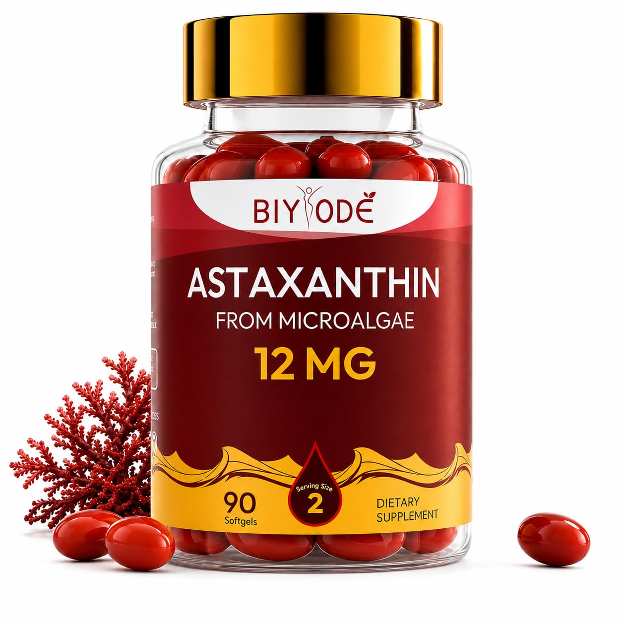 BIYODE Astaxanthin 12mg Softgels 90 Count