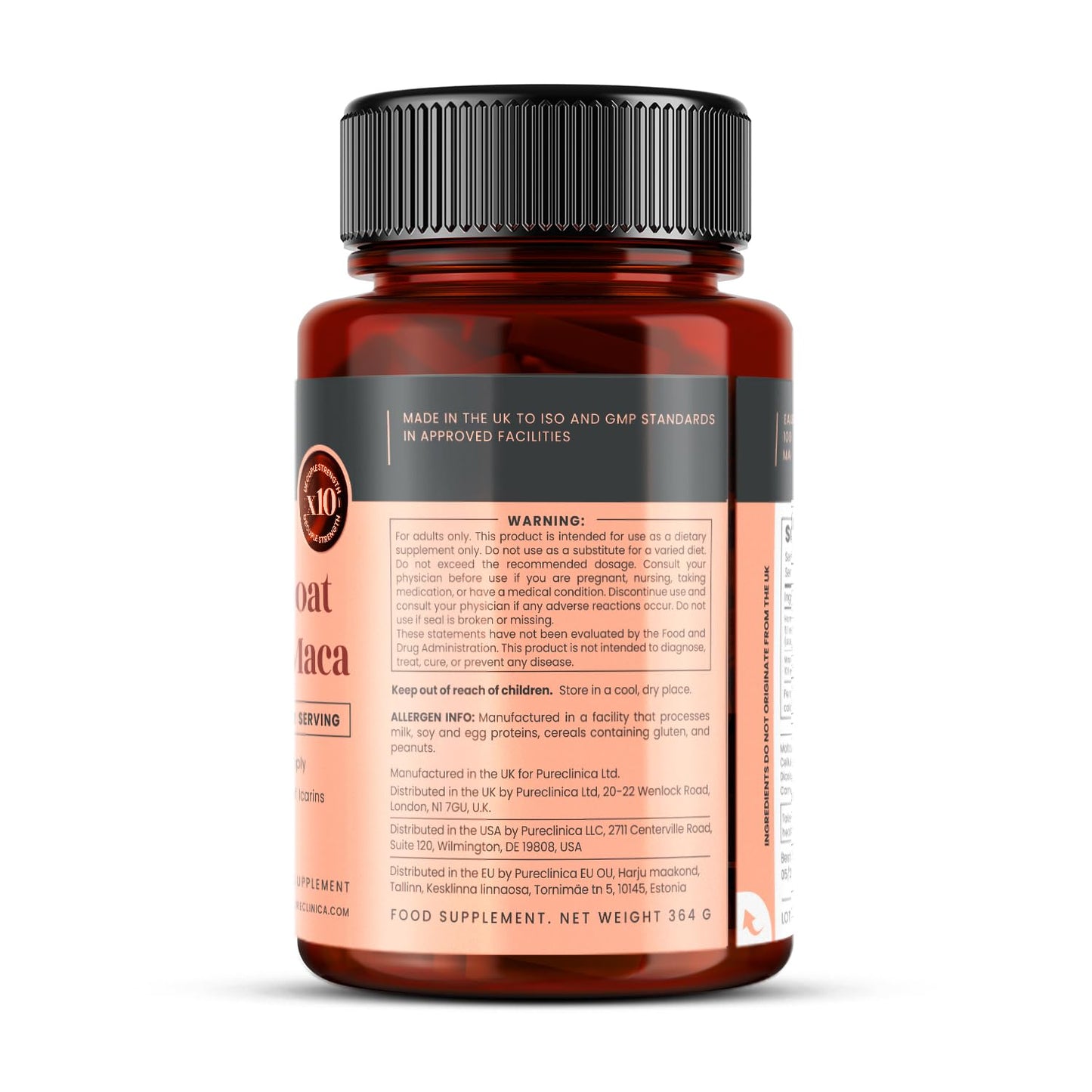 PureClinica Horny Goat Weed & Maca Extract – 750mg (5:1) & 250mg (10:1) per Tablet, 1080 Tablets