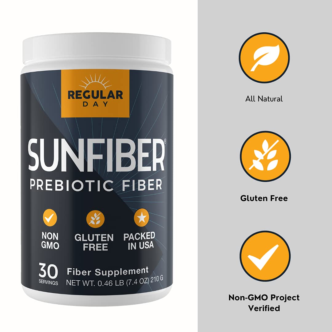 Regular Day Sunfiber Prebiotic Fiber, Low-FODMAP, Gentle Powder, 7.4 Ounce