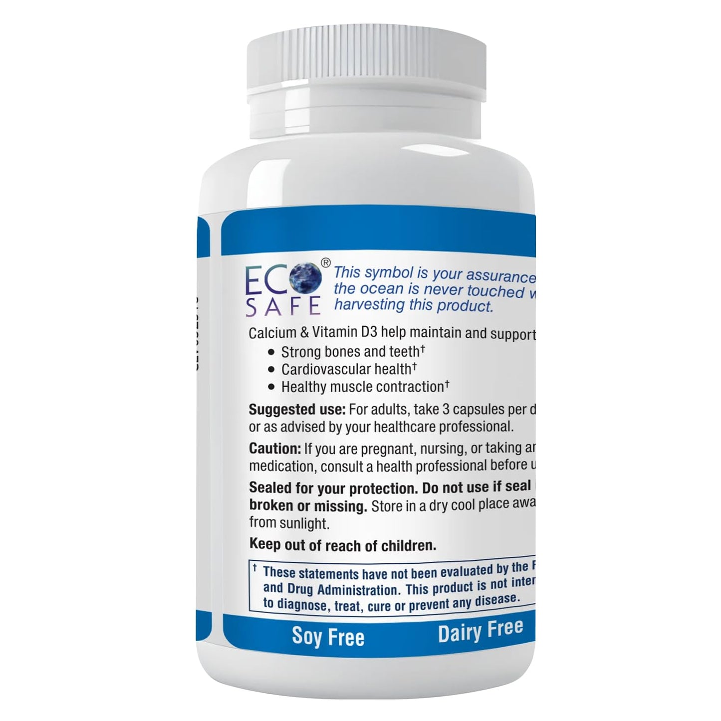 Coral White Coral Complex 3 Calcium Supplement Vitamin D3 & Magnesium Capsules, 180 Count