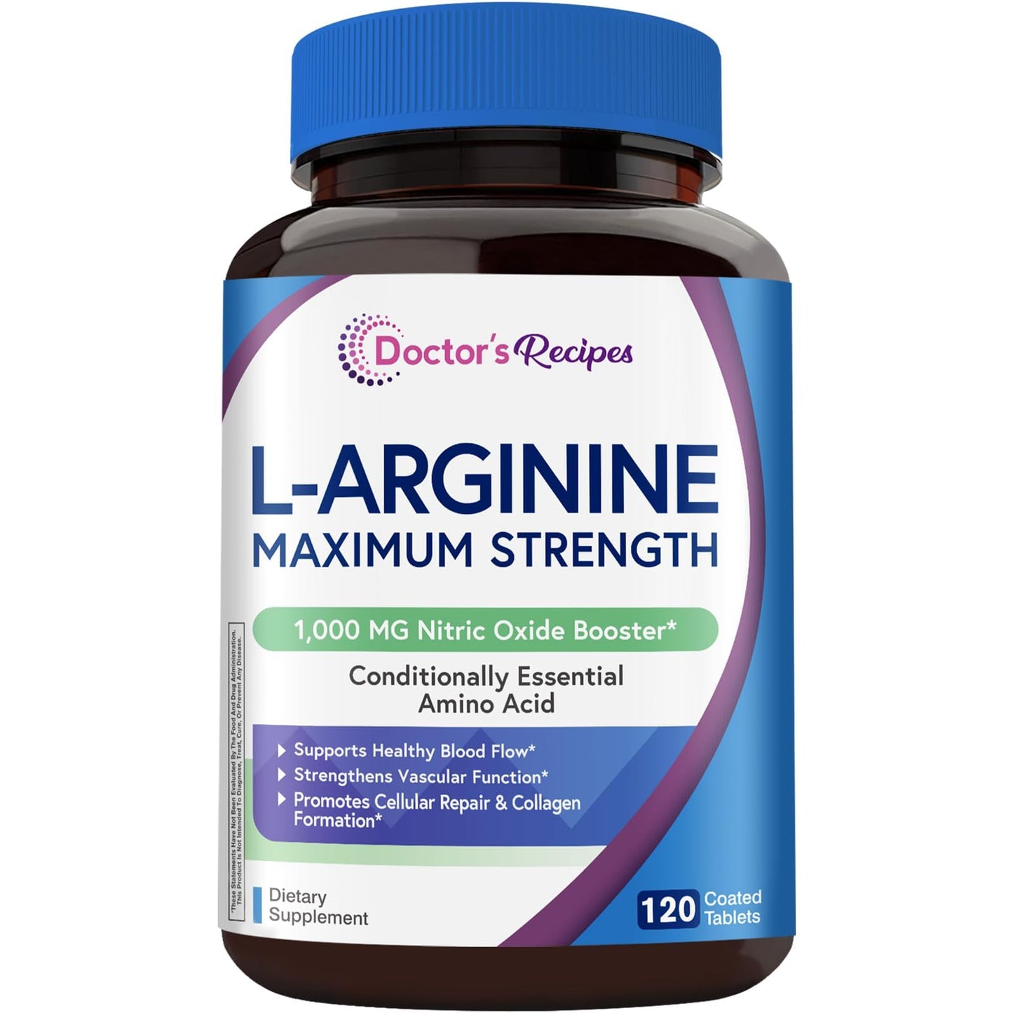 Doctor's Recipes L-Arginine 1000mg Coated Tablets, 120 Count
