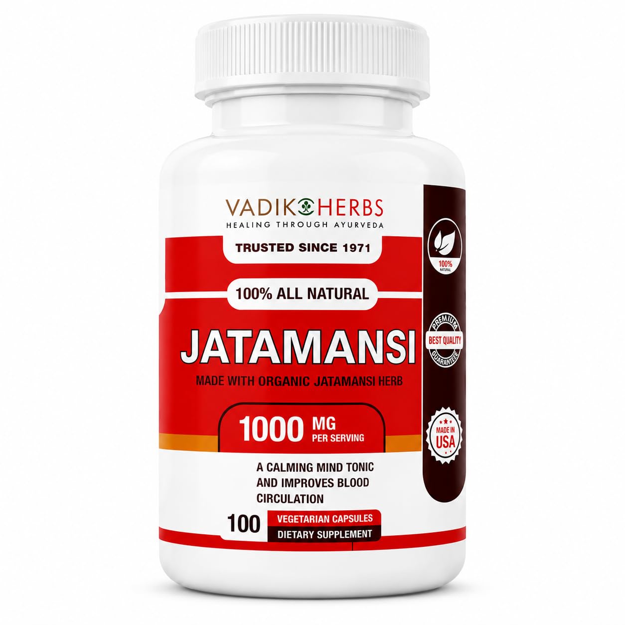 Vadik Herbs Jatamansi Capsules 1000mg, 100 Capsules