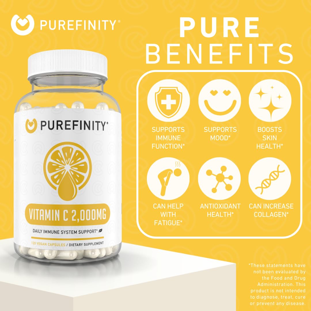 PUREFINITY Vitamin C 2000mg Capsules, 120 Count