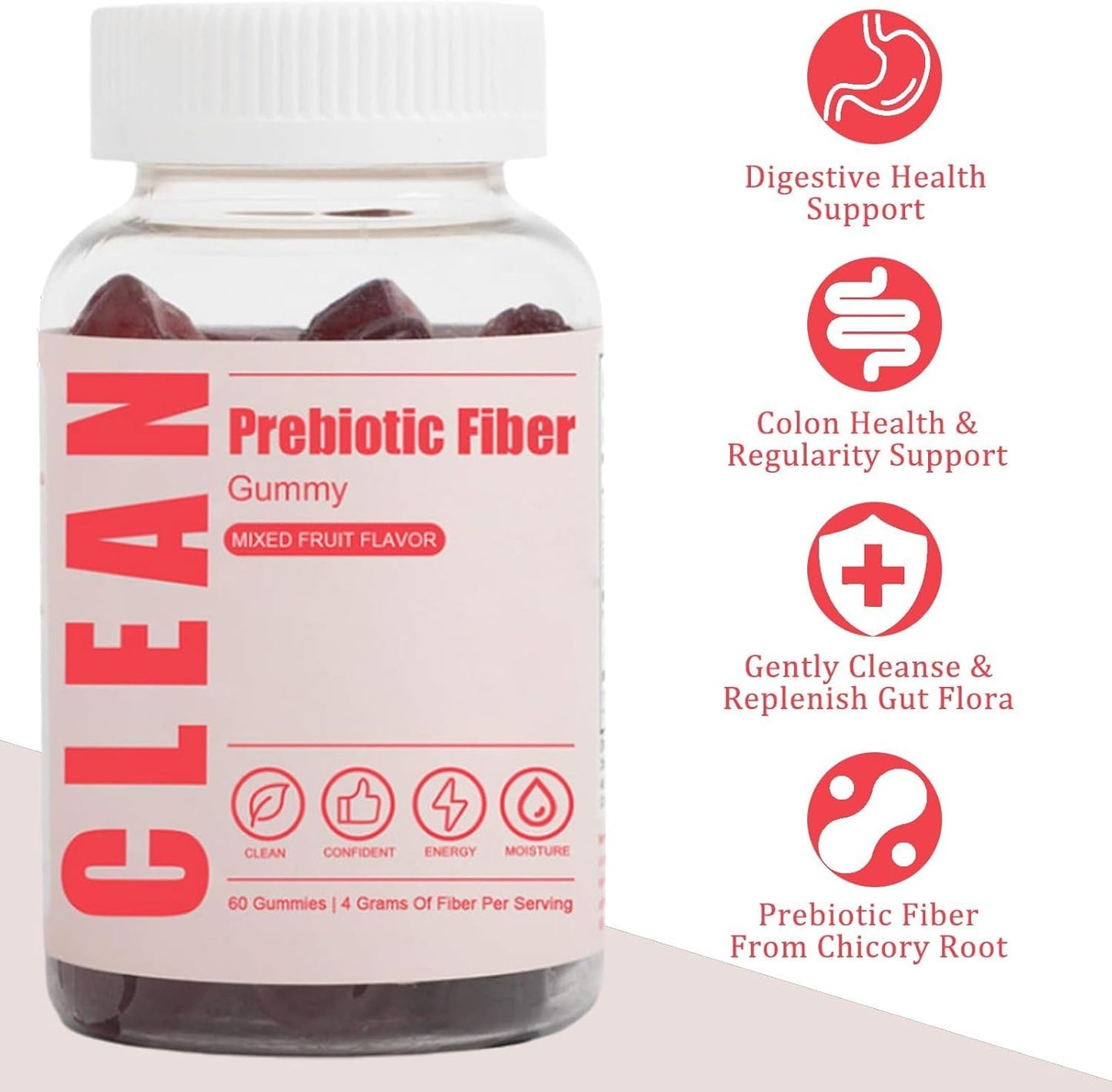 JINMAO Clean Fiber Gummies for Men, 60 Gummies