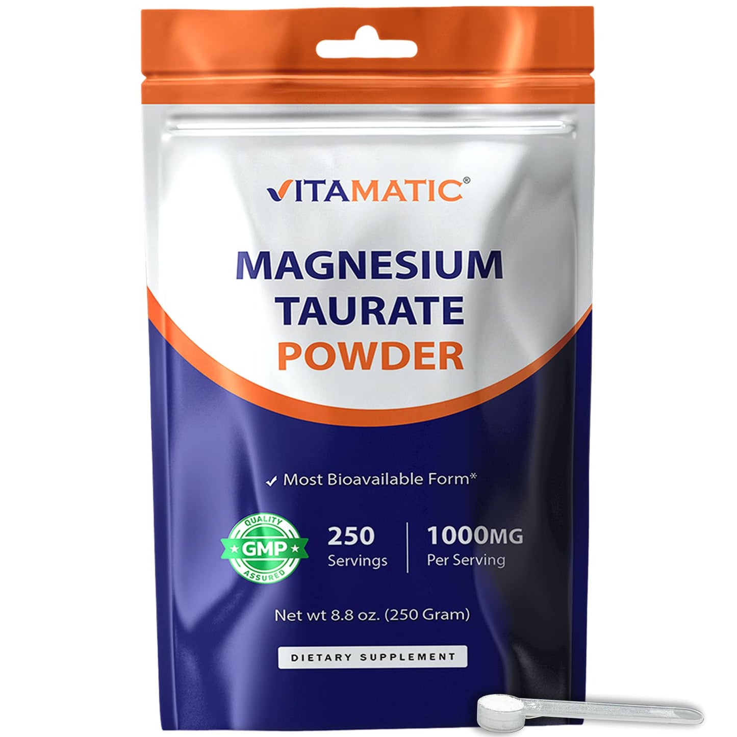 Vitamatic Magnesium Taurate 1000mg Powder 8.8 oz 250 Servings