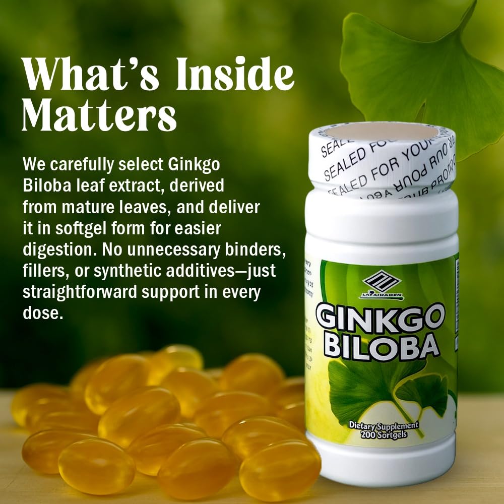 NCB NCB TECHNOLOGY Nu-Health Ginkgo Biloba 60mg Extract Softgels, 200 Count