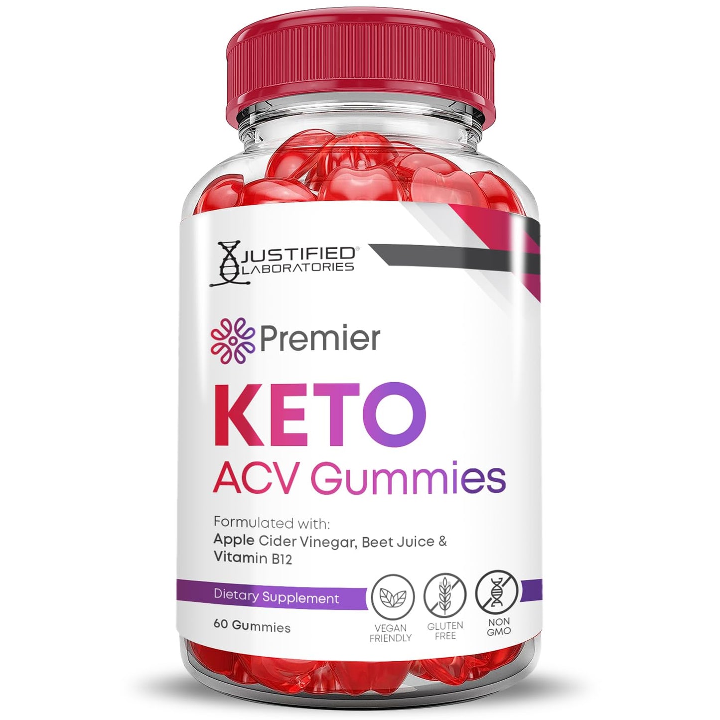 Justified Laboratories Premier Keto ACV Gummies (1000 mg), Gummy, 120 Count