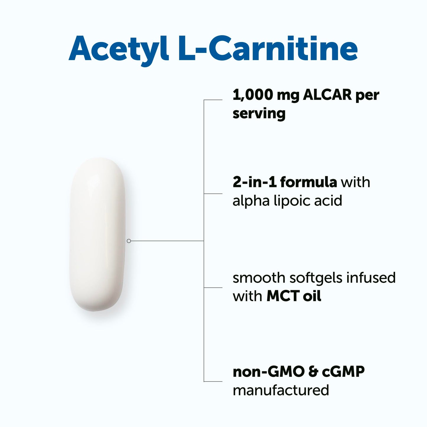 Micro Ingredients Acetyl L-Carnitine (ALCAR) 1,000 mg Per Serving Softgels 240 Count