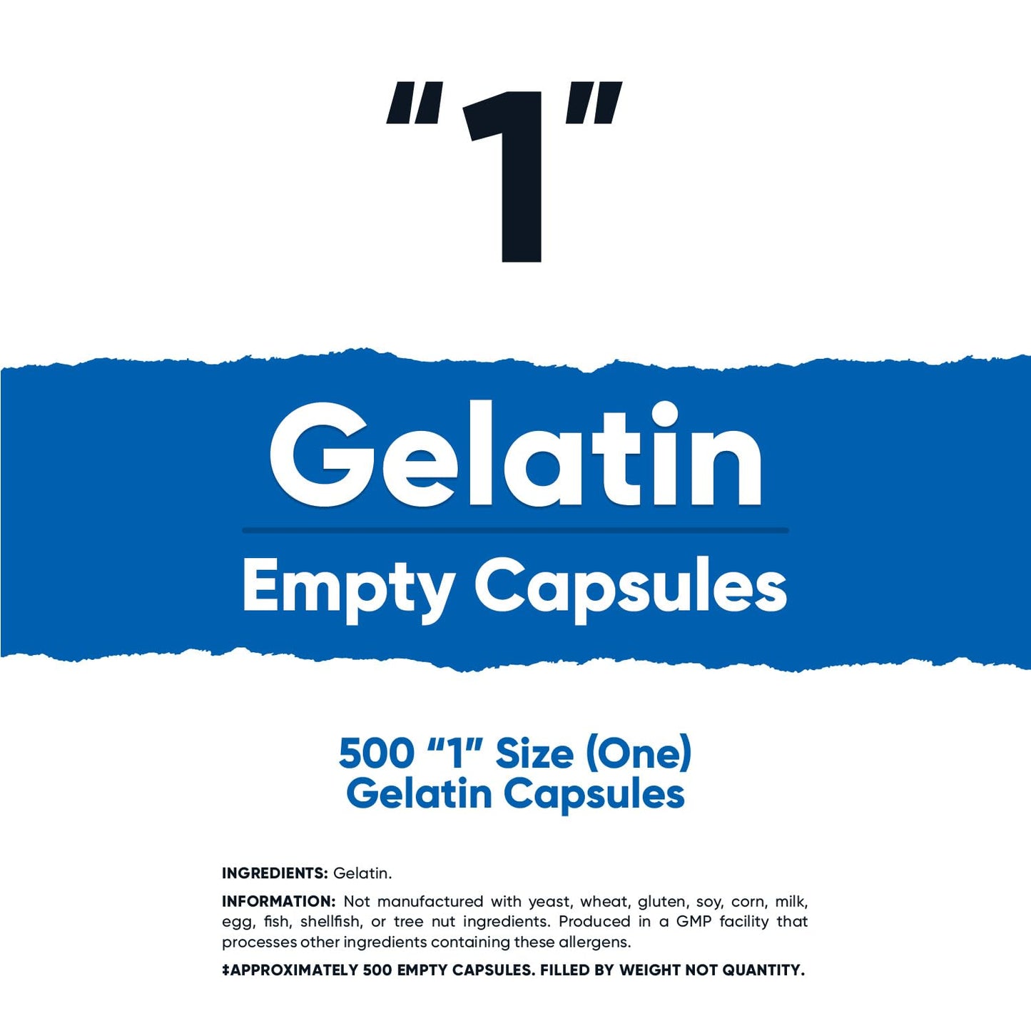 Nutricost Empty Gelatin Capsules Size 1, 500 Count Capsules