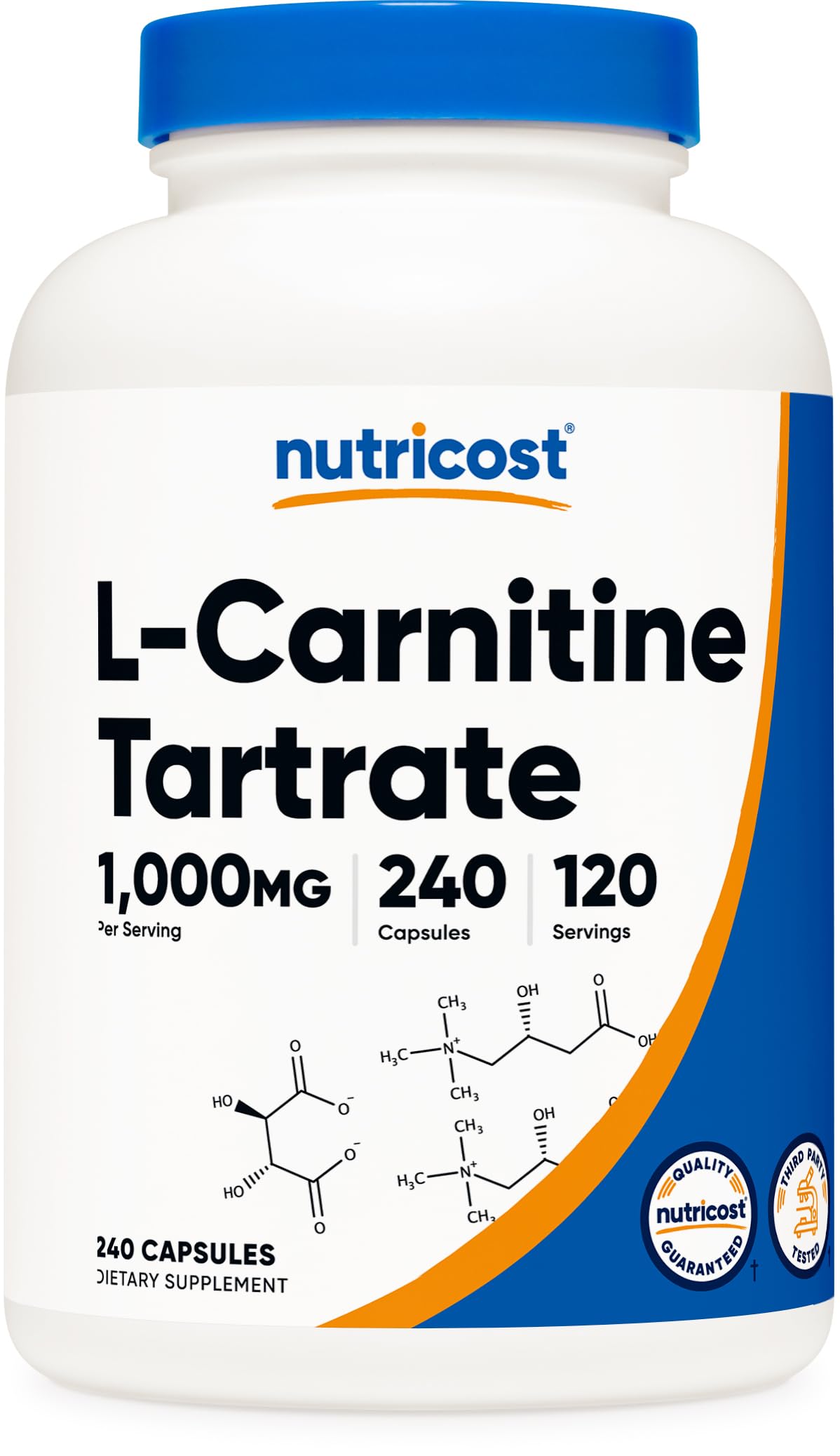Nutricost L-Carnitine Tartrate 1000mg Capsules, 240 Count