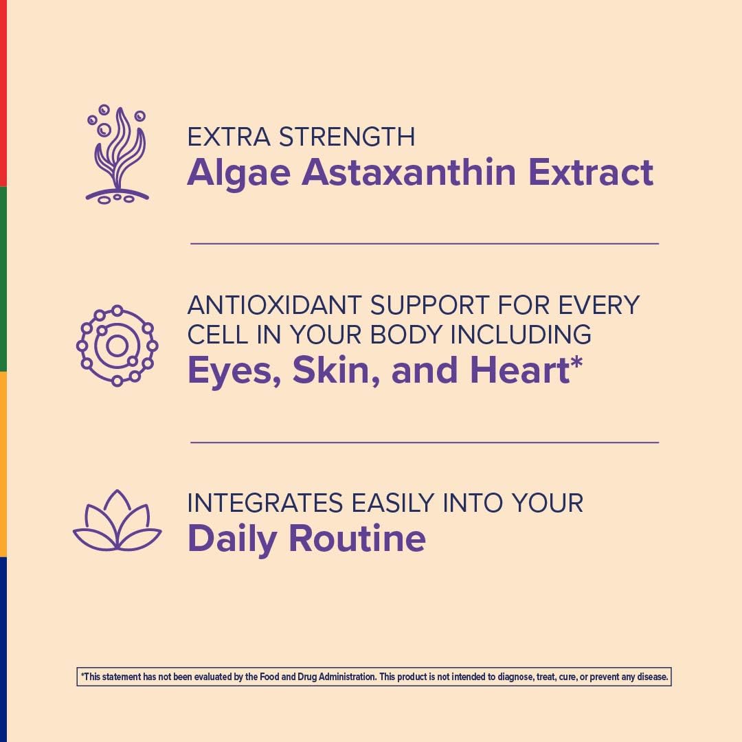 Stop Aging Now Organic Astaxanthin Supplement PurZanthin 12mg Extra Strength Softgels, 30 Count