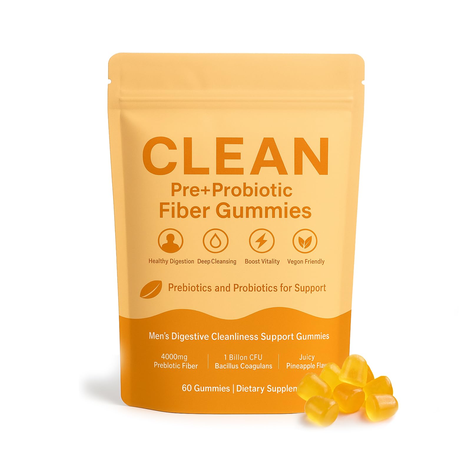 Tfnovg Clean Prebiotic Fiber Gummy 60 Count