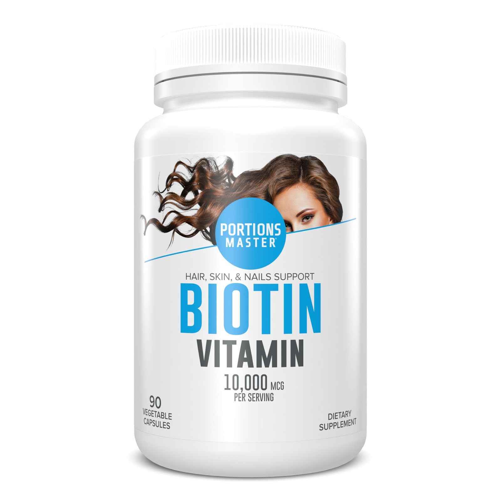 Portions Master Biotin 10000mcg, Hair, Nails & Skin Capsules, 90 Count