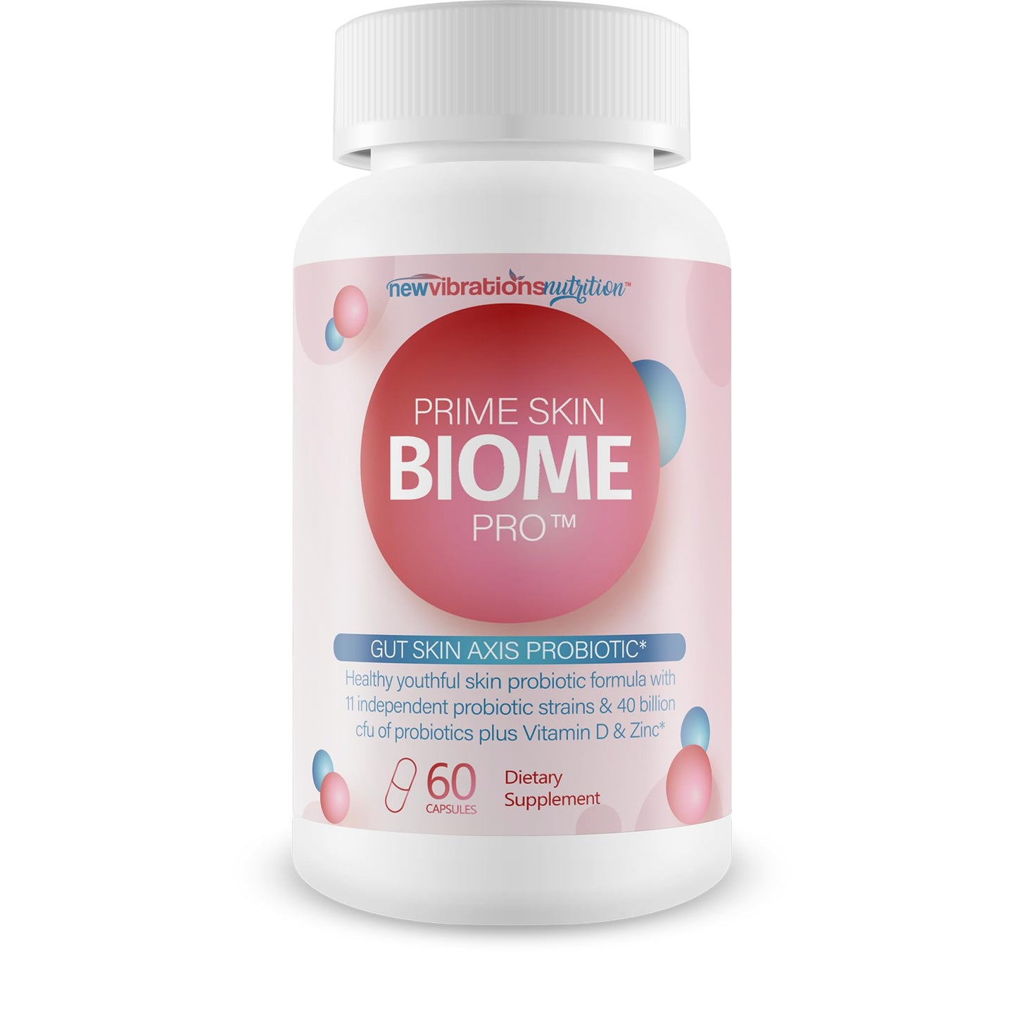 New Vibrations Nutrition Prime Skin Biome Pro Capsule 60 Count