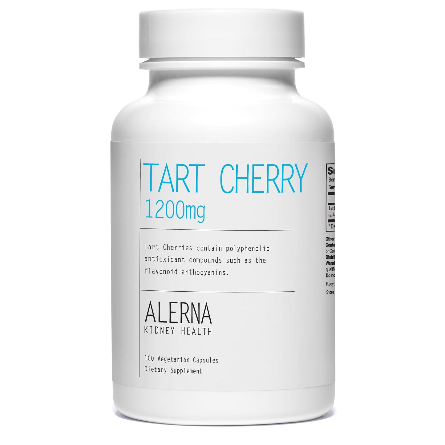 Alerna Kidney Health Tart Cherry Extract 1200 mg Dietary Supplement Capsules, 100 Count