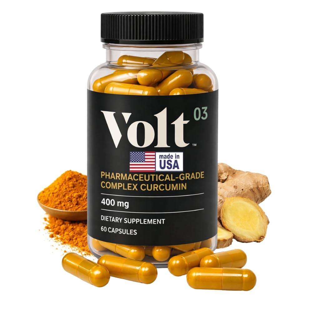 Volt03 Organic Turmeric Curcumin Capsules, 400mg Curcumin Complex, 60 Capsules