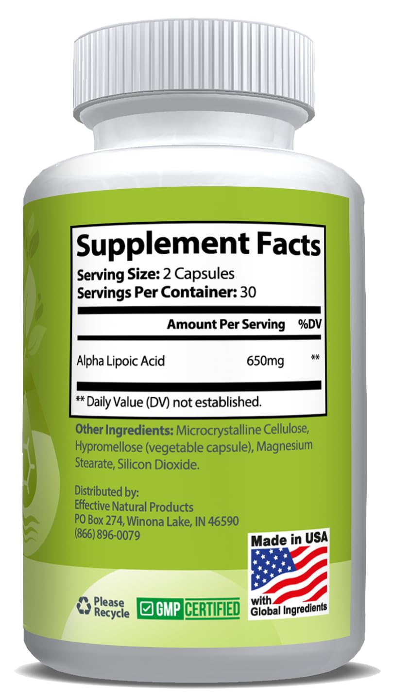 ENP Alpha Lipoic Acid 650mg Capsule, 30 Servings per Bottle, 1 Count