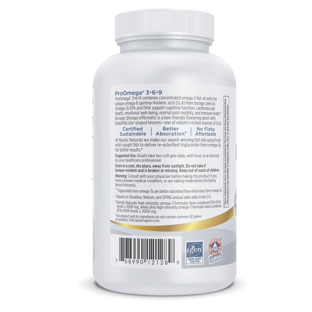 Nordic Naturals ProOmega 3-6-9 Lemon Flavor Softgels, 120 Softgels
