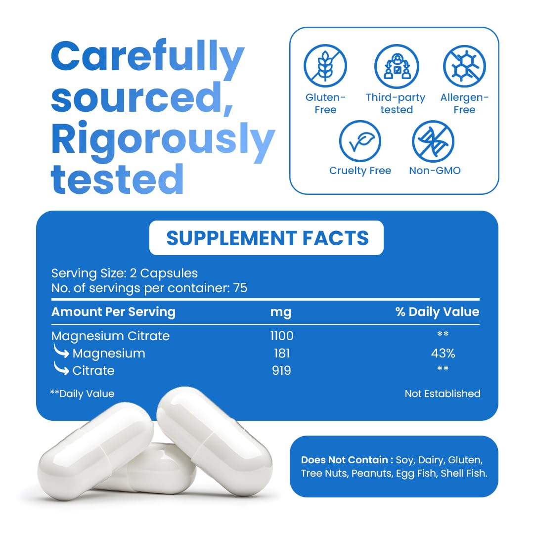 Cosynee Magnesium Citrate 550 mg Capsule, 150 Count