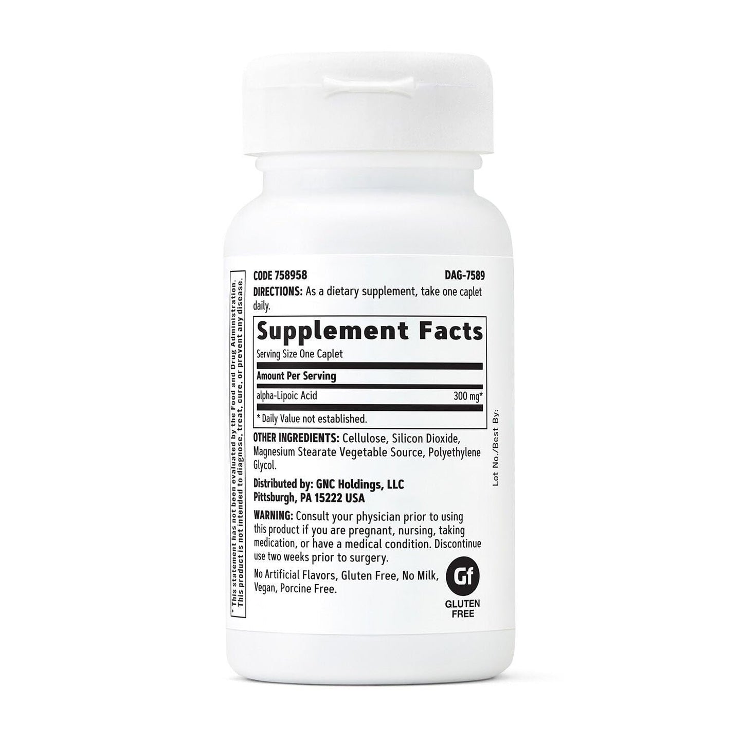 GNC Alpha-Lipoic Acid 300mg Caplet 60 Count