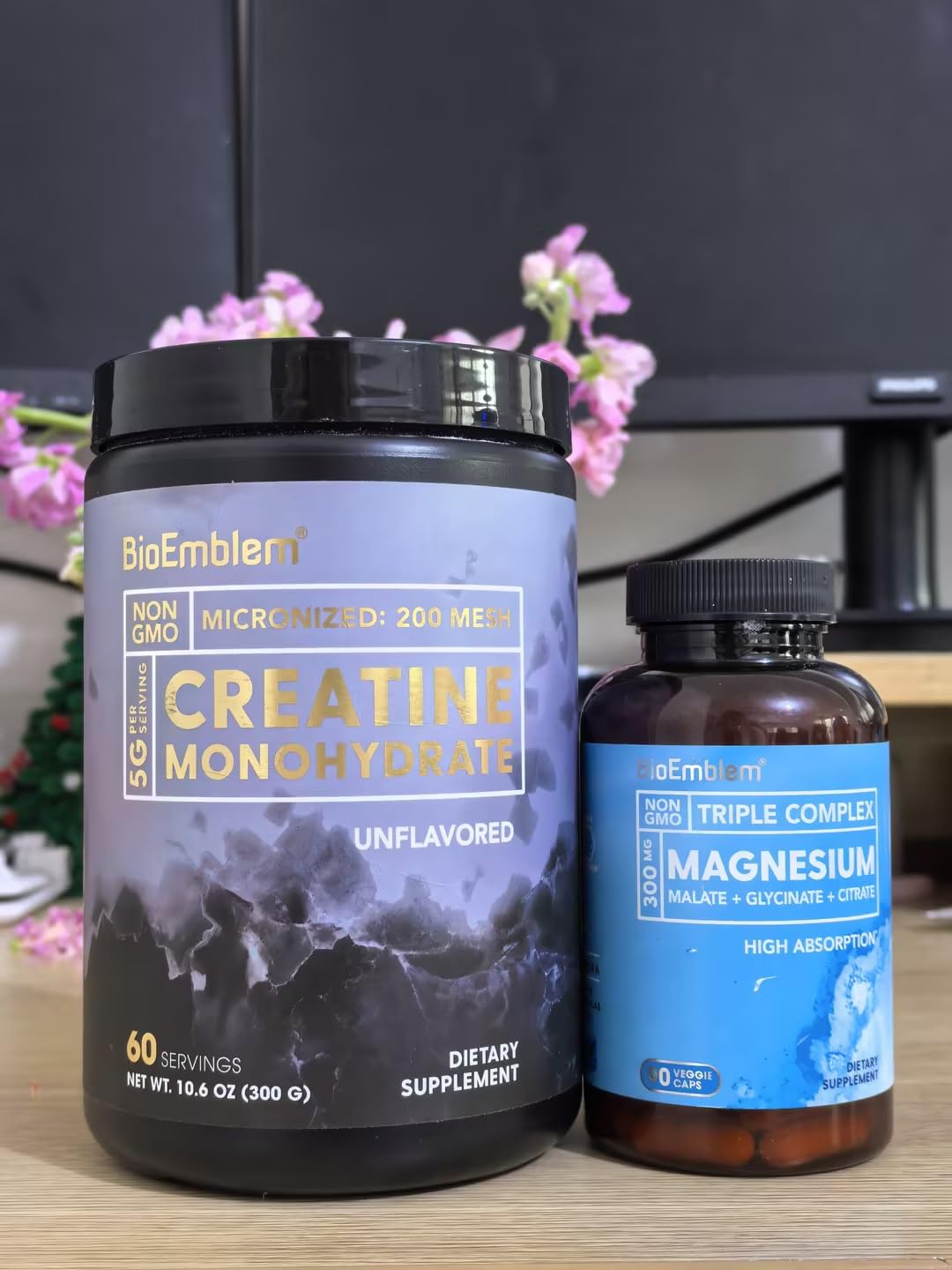 BioEmblem Triple Magnesium Complex and Creatine Monohydrate Powder 150