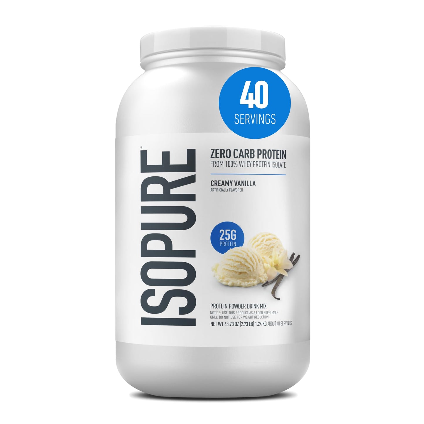 Isopure Zero Carb Whey Isolate Protein Powder Creamy Vanilla 48 Servings