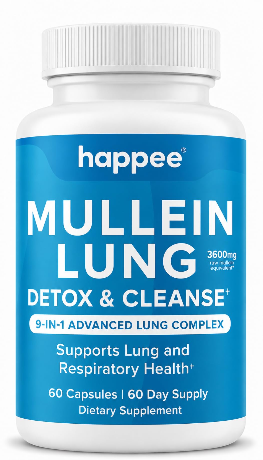 Happee Mullein Lung Detox & Cleanse Supplement for Smokers, 9-in-1 Complex Capsule, 60 Count