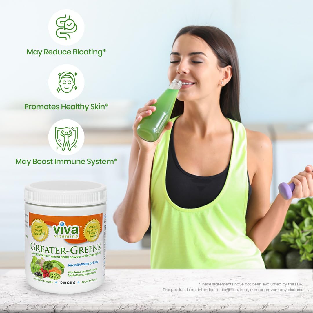 Viva Vitamins Greater Greens Detox Cleanse Powder, 10 oz