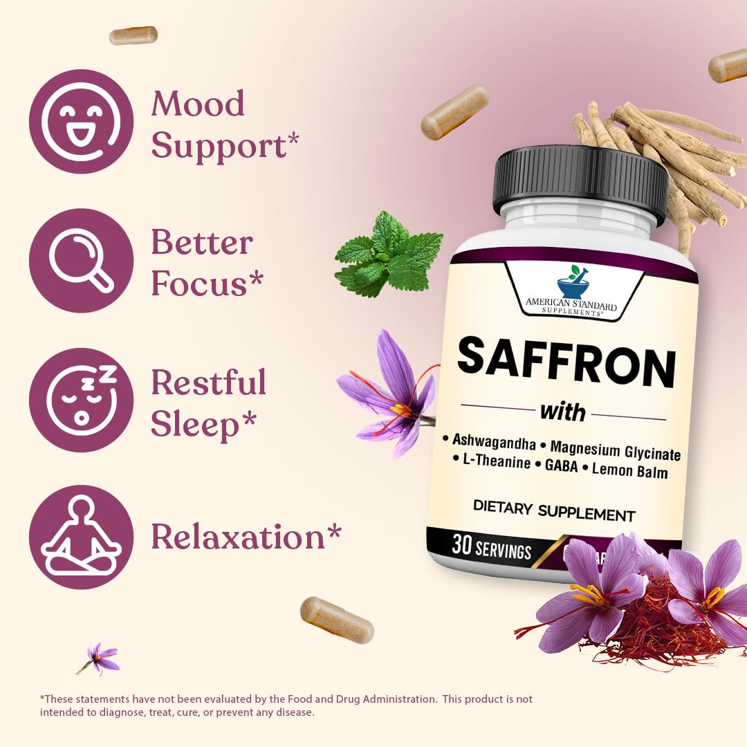 American Standard Supplements Saffron Extract 100mg Capsule 60 Count