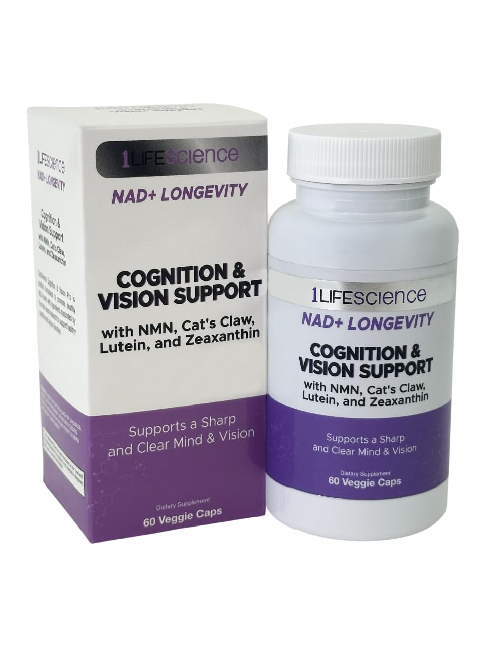 1LifeScience Cognition & Vision Support Supplement NAD+ Support Formula 60 Capsules