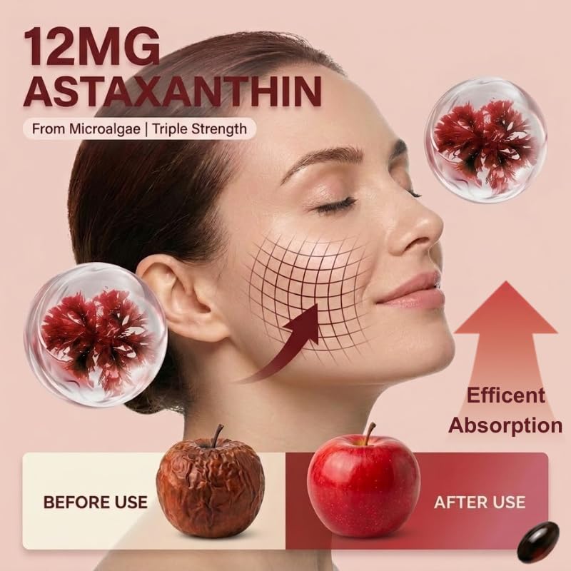 KGGCDD Astaxanthin Supplements 12mg Capsules 120
