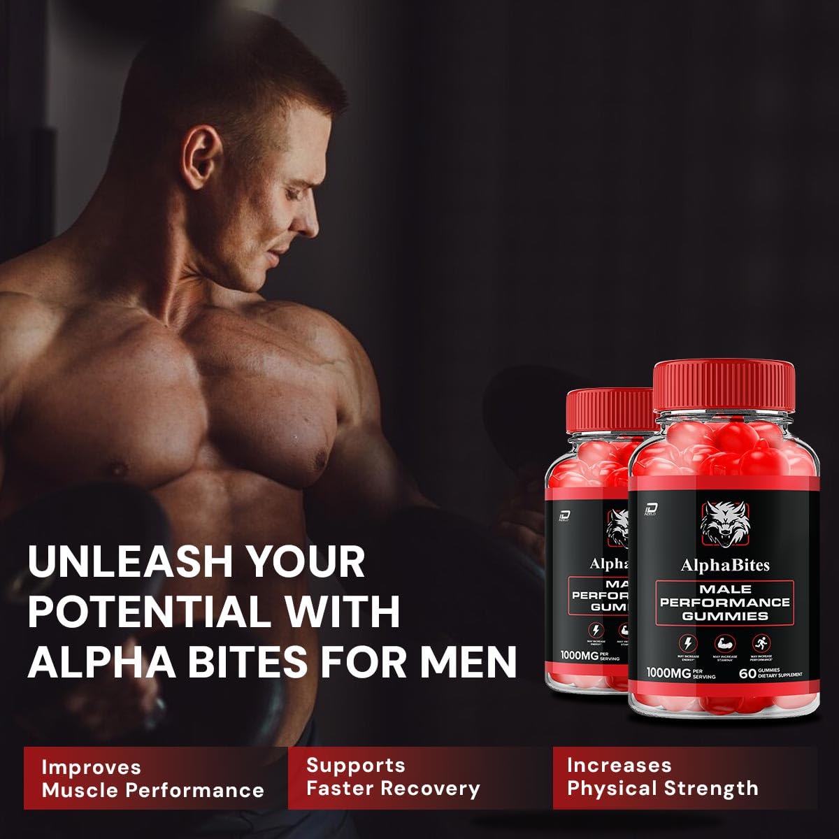 Indelo Alpha Bites for Men Gummies 180 Gummies